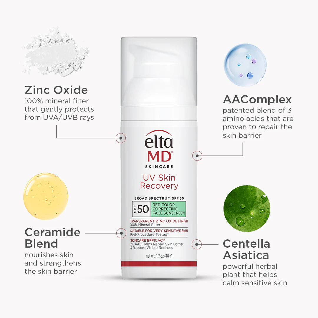 NEW✨ EltaMD UV Skin Recovery Red Color Correcting Green Tint Broad Spectrum SPF 50